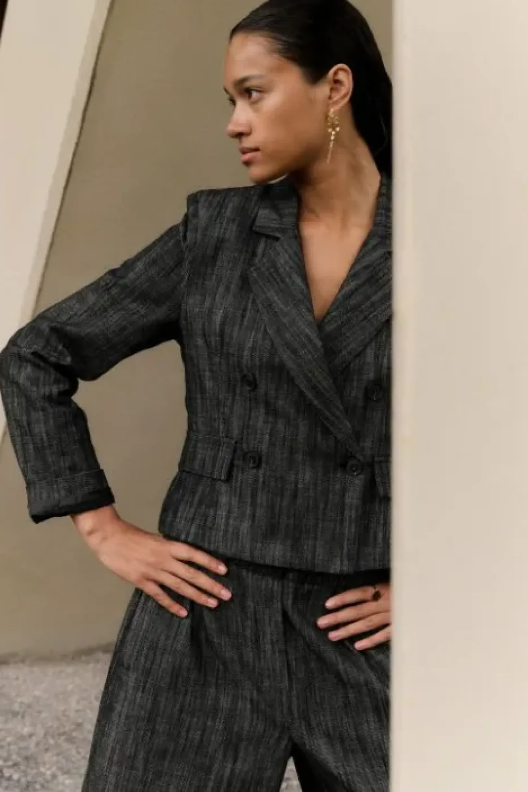 By bar Vestes<adina twill blazer | jet black