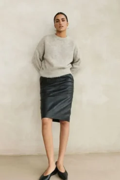 By bar Jupes<basic leather skirt | black