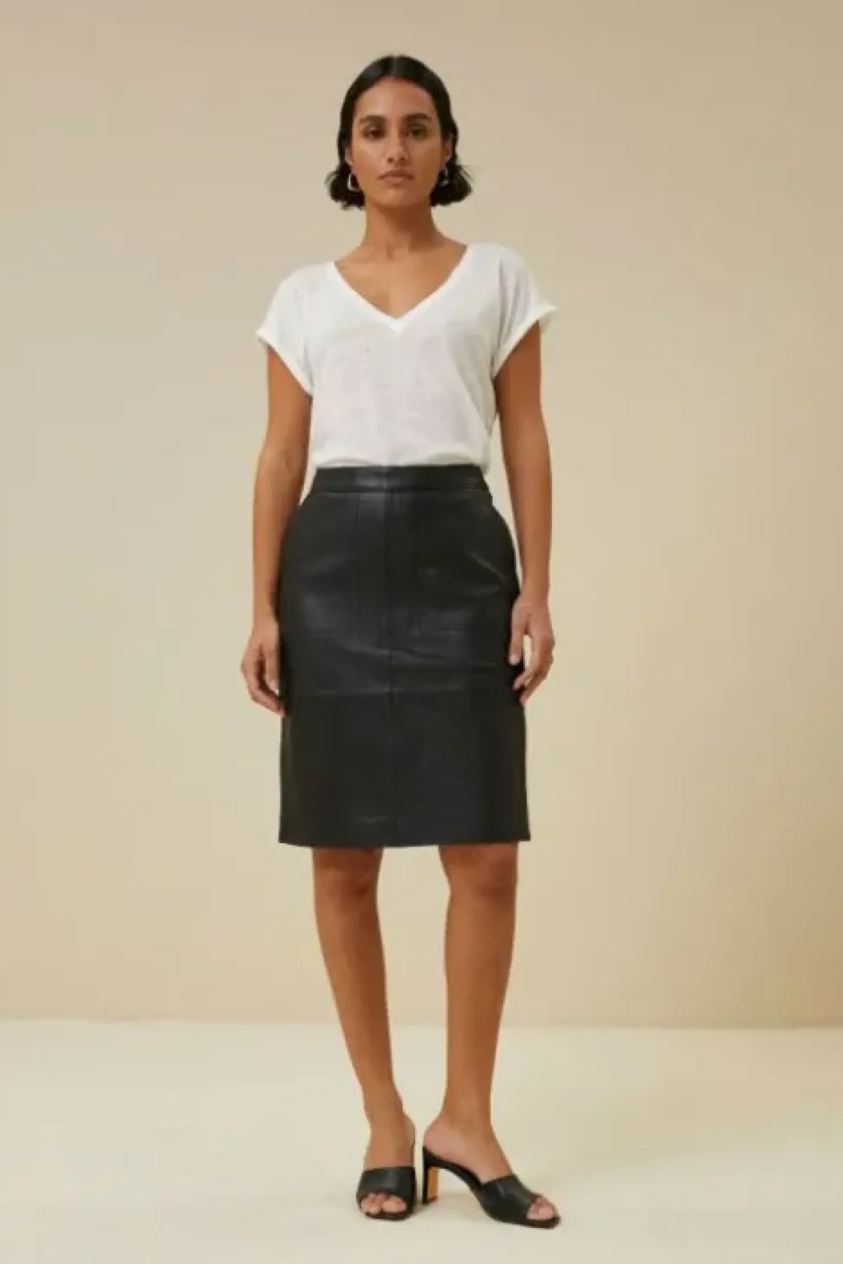 By bar Jupes<basic leather skirt | black