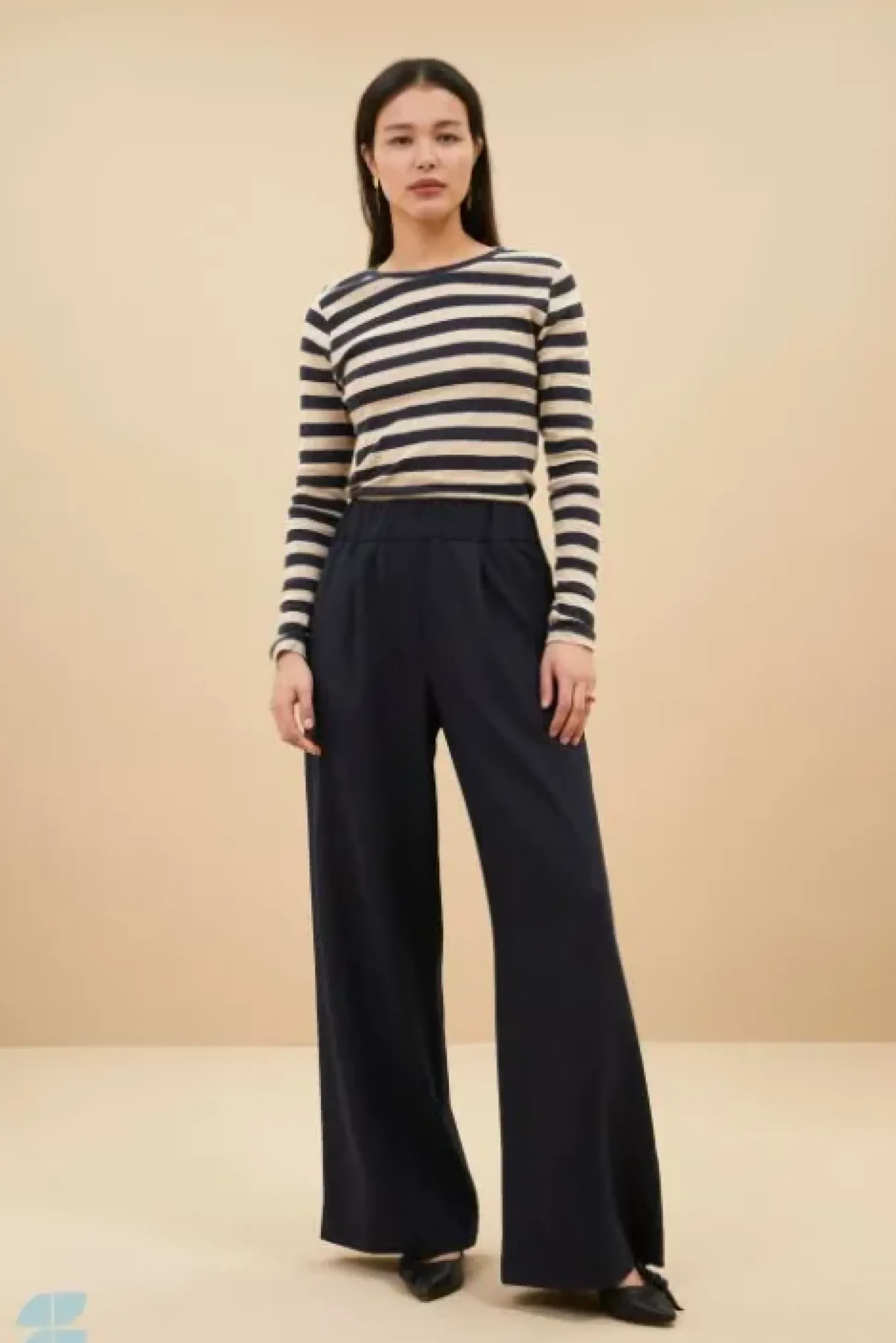 By bar Tops & T-shirts<basic ls big stripe top | midnight