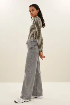 By bar Tops & T-shirts<basic ls stripe top | chalk