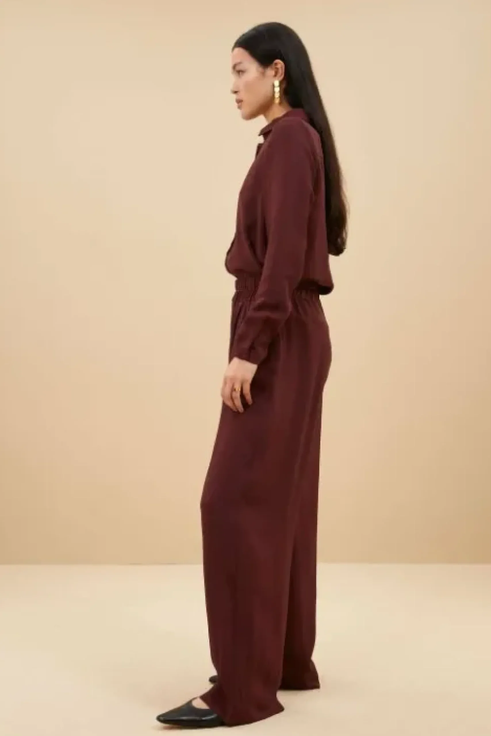 By bar Pantalon<benji satin stripe pants | pecan