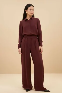 By bar Pantalon<benji satin stripe pants | pecan