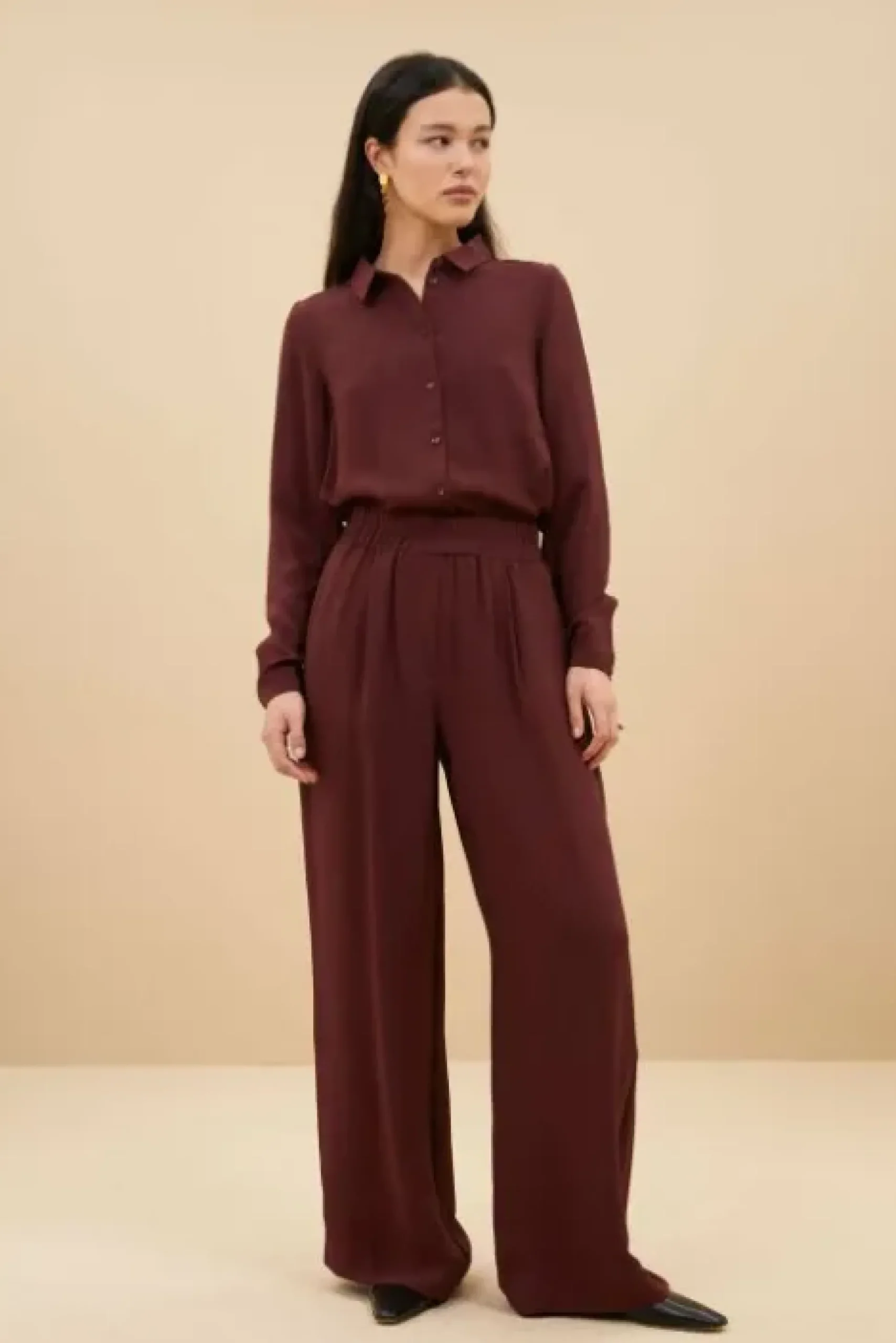 By bar Pantalon<benji satin stripe pants | pecan