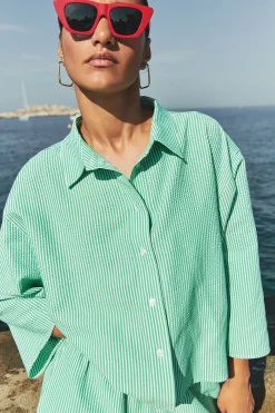 By bar Chemisiers<bernie blouse | green seer stripe