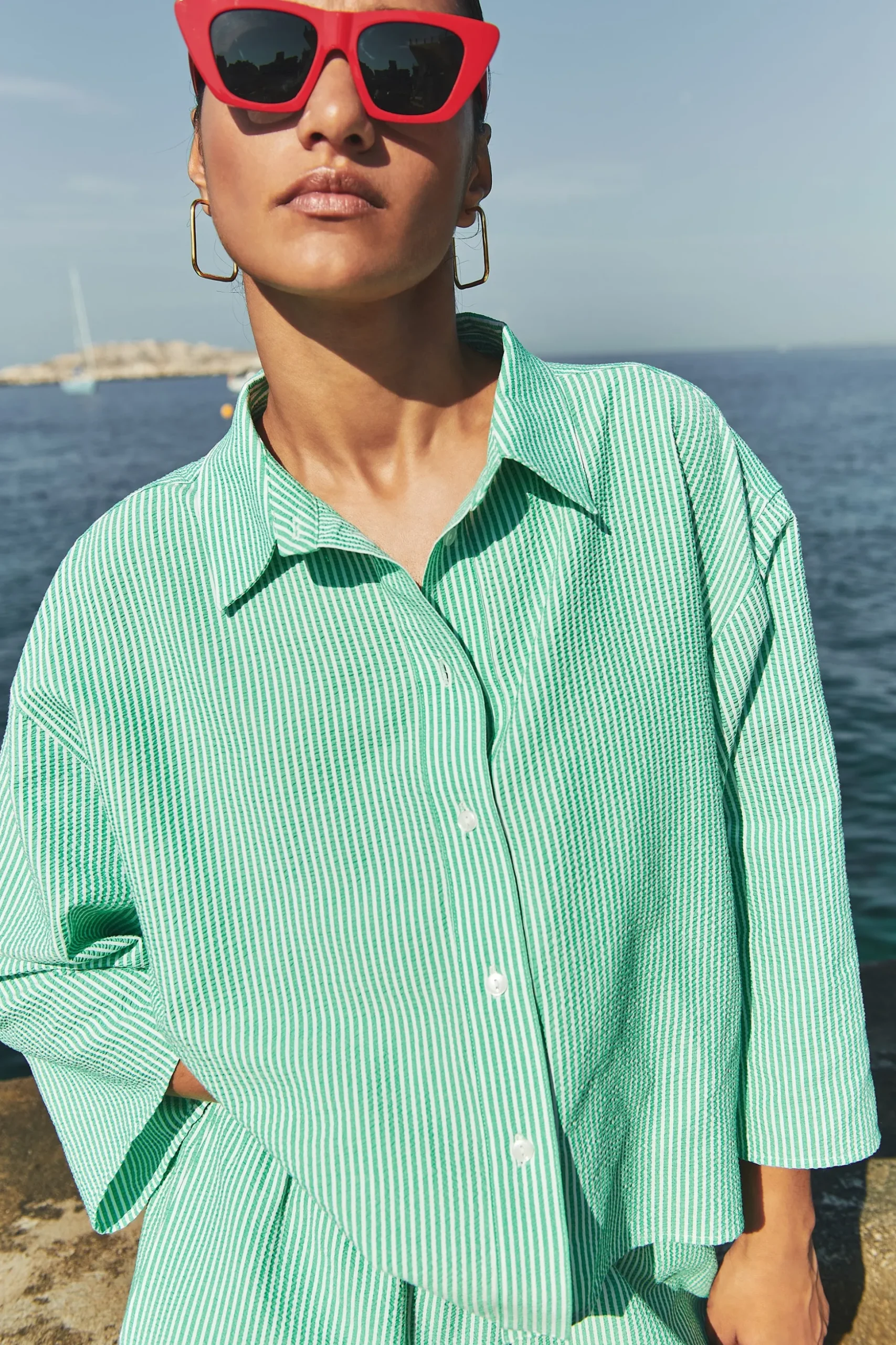 By bar Chemisiers<bernie blouse | green seer stripe