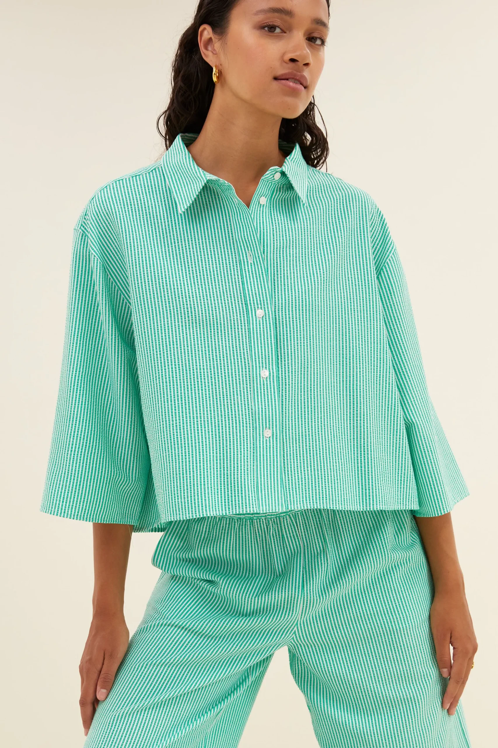 By bar Chemisiers<bernie blouse | green seer stripe