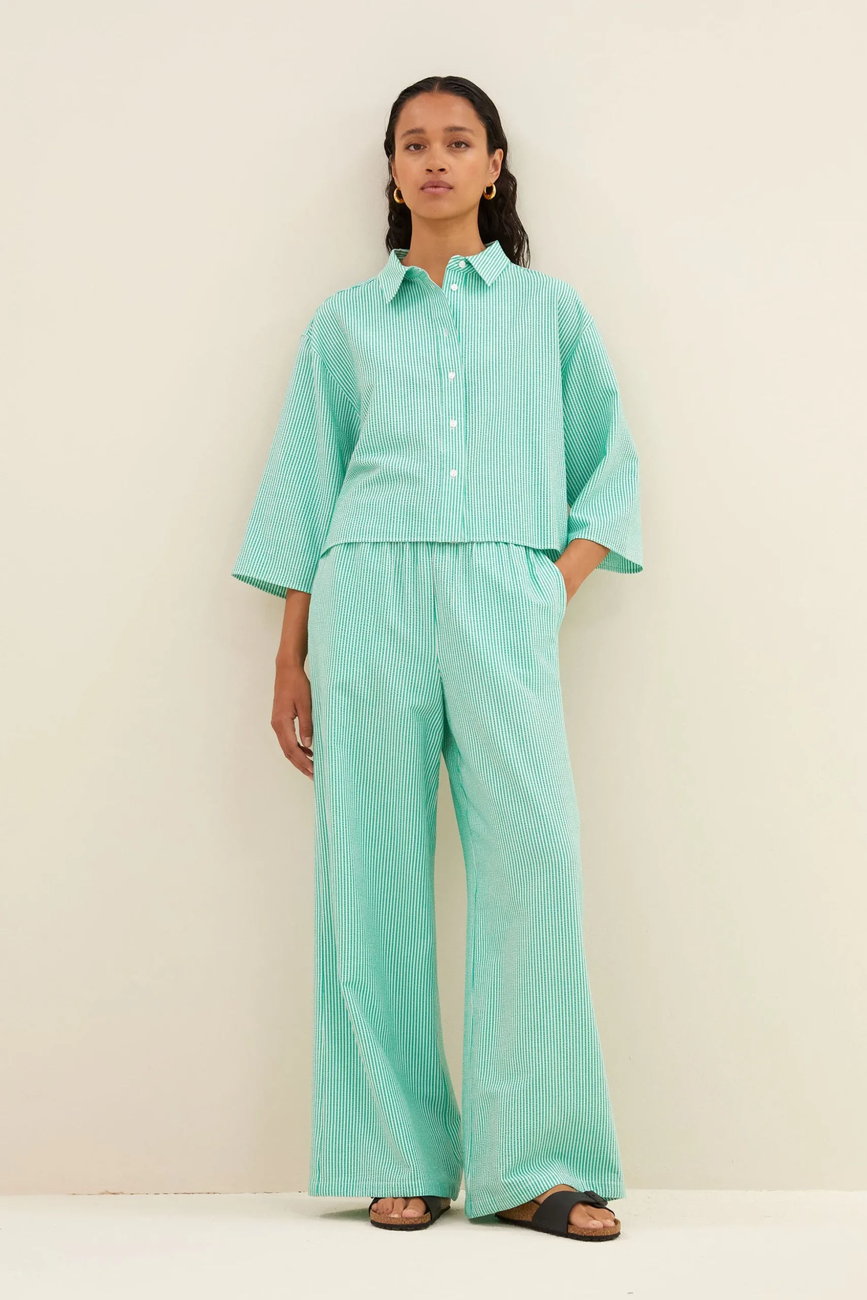 By bar Chemisiers<bernie blouse | green seer stripe