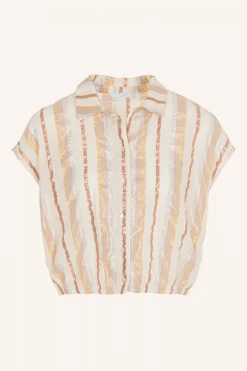 By bar Chemisiers<bieke gloss stripe blouse | pastel gloss stripe