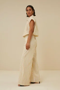 By bar Chemisiers<bieke linen stripe blouse | ochre