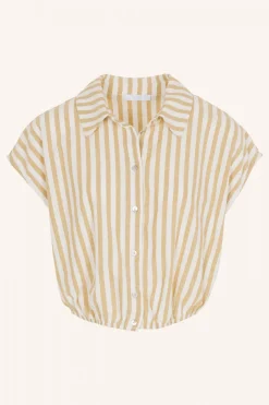 By bar Chemisiers<bieke linen stripe blouse | ochre