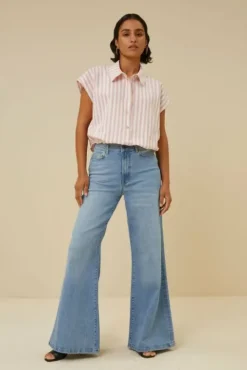 By bar Chemisiers<bieke linen stripe blouse | bubblegum