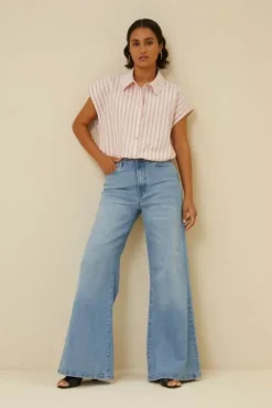 By bar Chemisiers<bieke linen stripe blouse | bubblegum