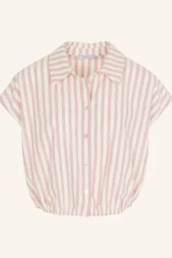 By bar Chemisiers<bieke linen stripe blouse | bubblegum