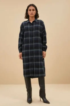By bar Robes<check dress | dark green