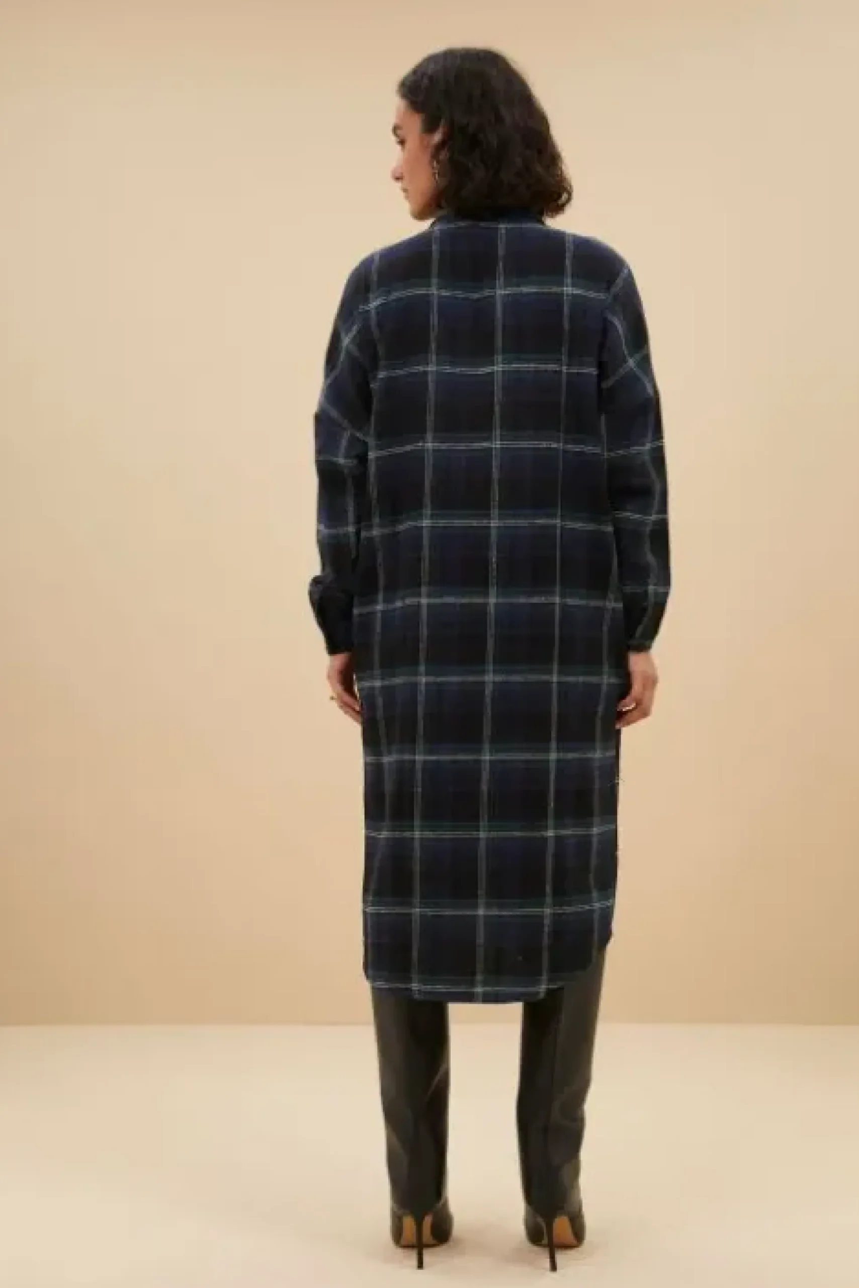By bar Robes<check dress | dark green