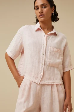 By bar Chemisiers<cris linen blouse | cipria pink