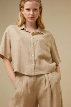 By bar Chemisiers<cris linen blouse | latte