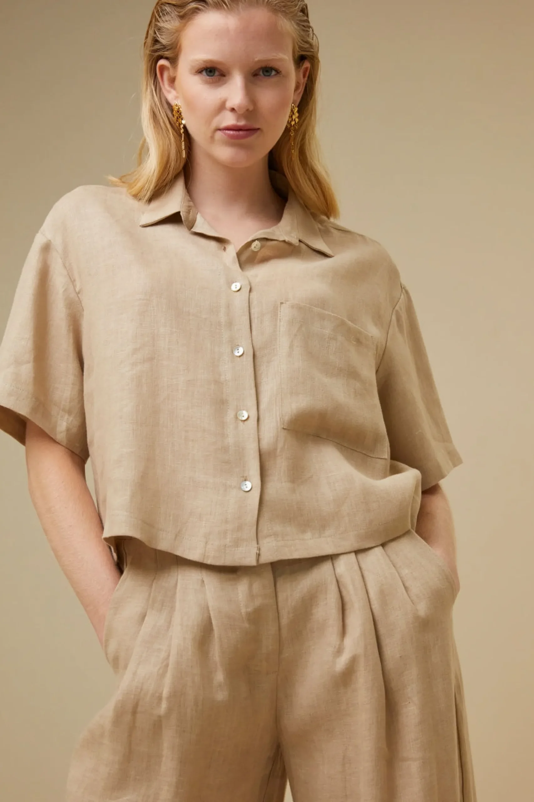 By bar Chemisiers<cris linen blouse | latte