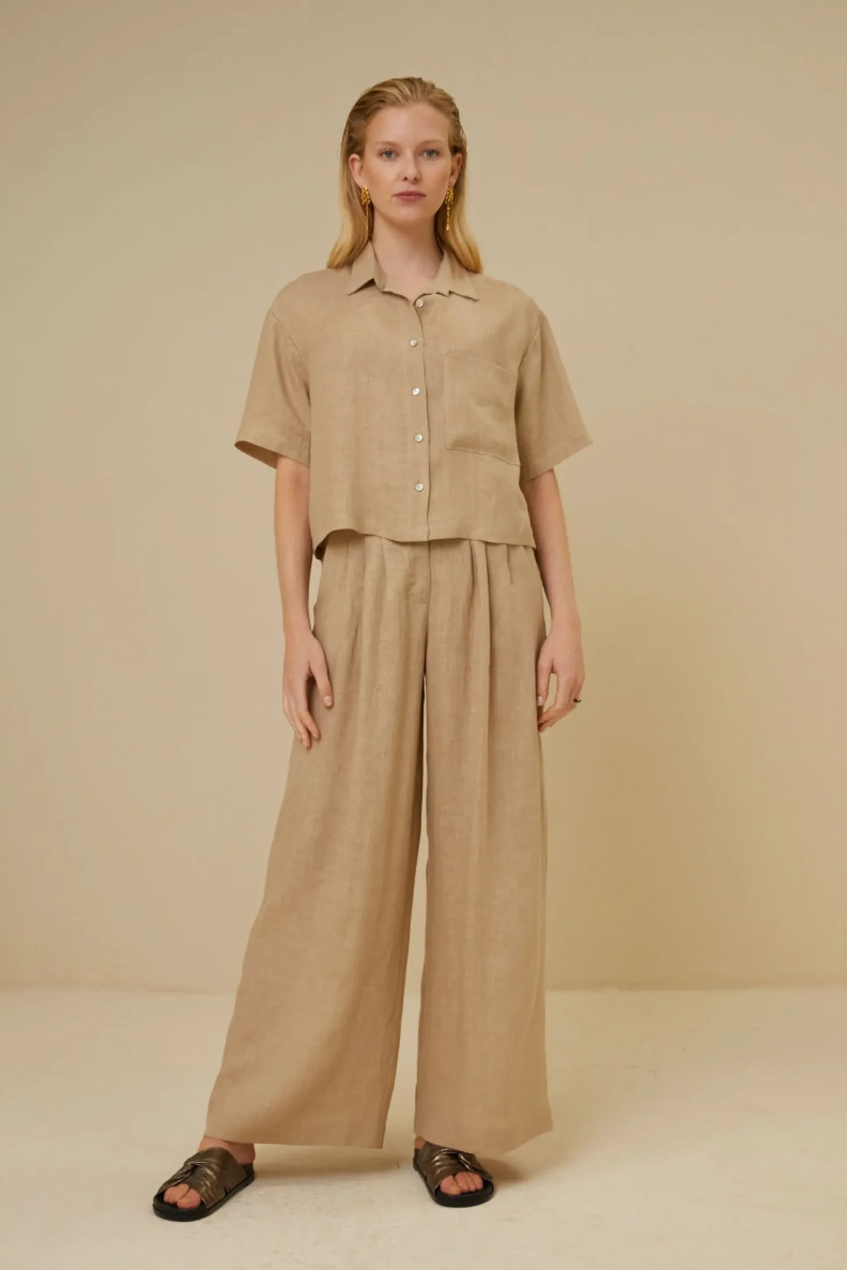 By bar Chemisiers<cris linen blouse | latte