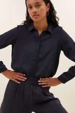 By bar Chemisiers<donna satin stripe blouse | graphite