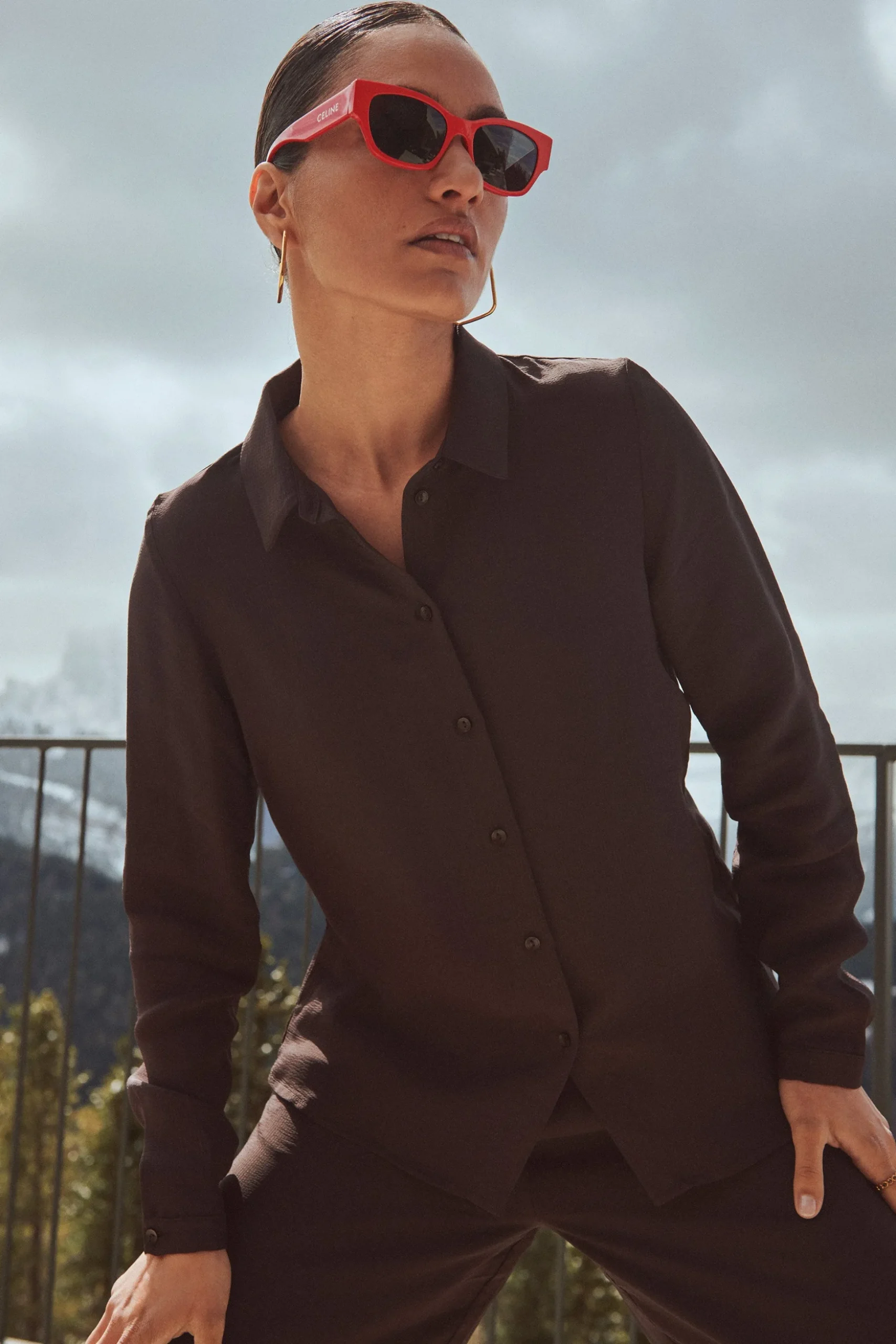 By bar Chemisiers<donna satin stripe blouse | cafe noir