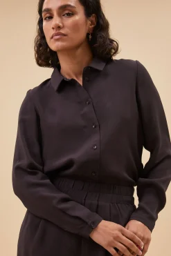 By bar Chemisiers<donna satin stripe blouse | cafe noir
