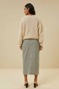By bar Jupes<elba stripe skirt | jet black