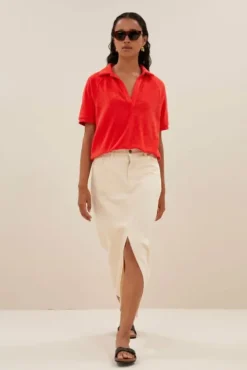 By bar Jupes<elba twill skirt | raw white