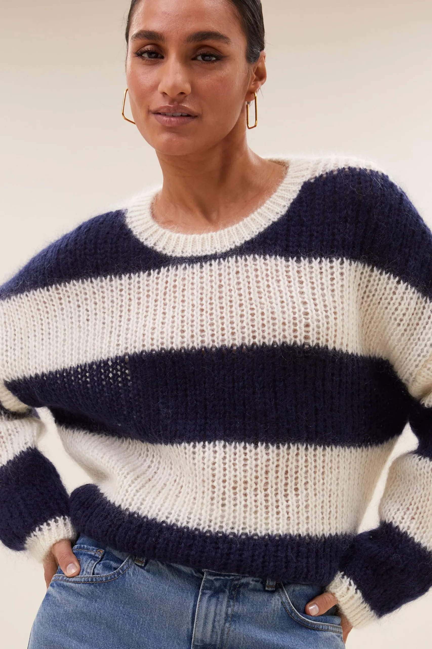 By bar Maillots<evi stripe pullover | midnight big stripe