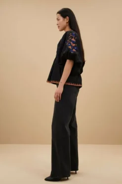 By bar Chemisiers<gabie embroidery blouse | jet black
