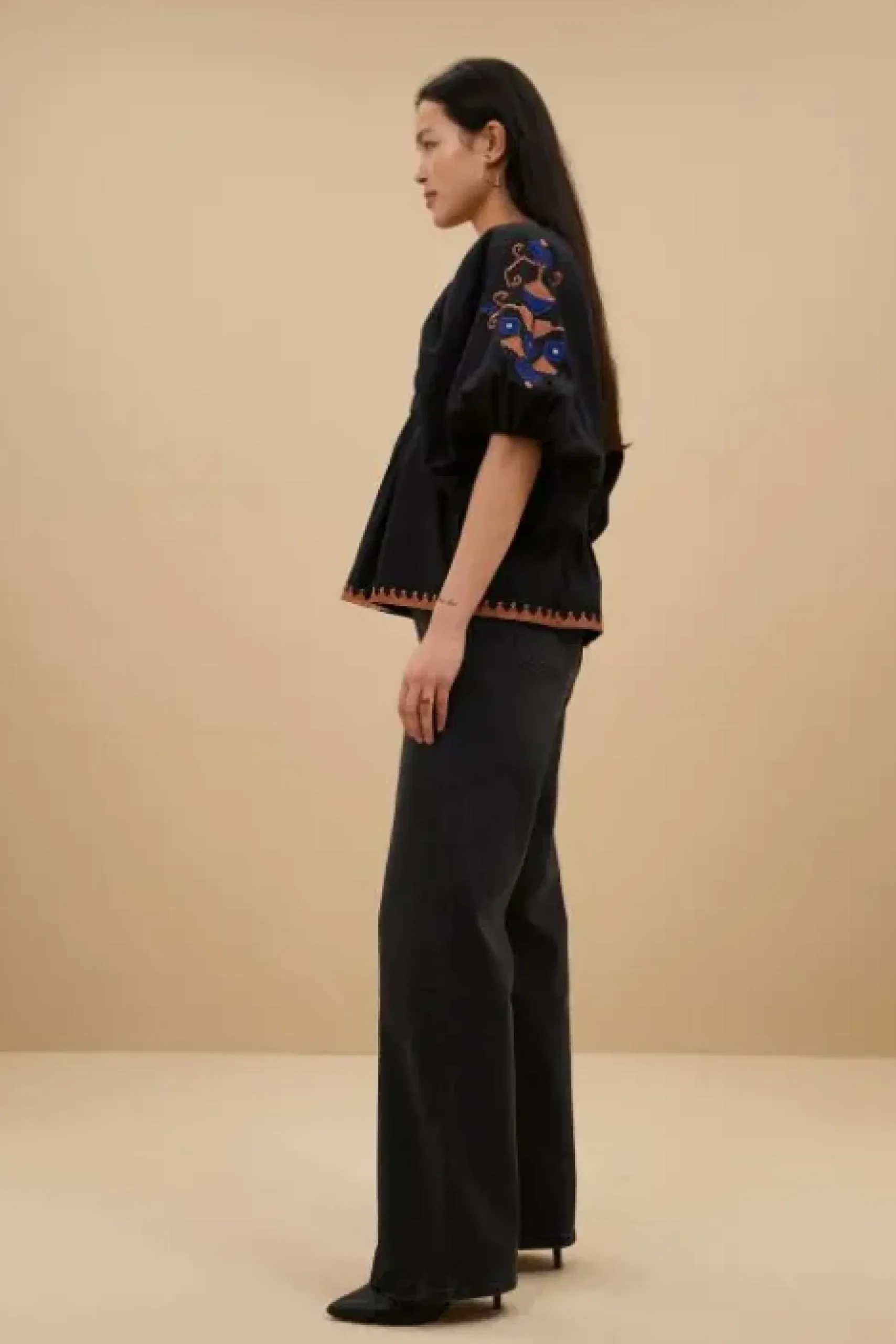 By bar Chemisiers<gabie embroidery blouse | jet black