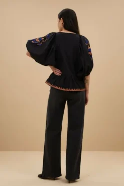By bar Chemisiers<gabie embroidery blouse | jet black