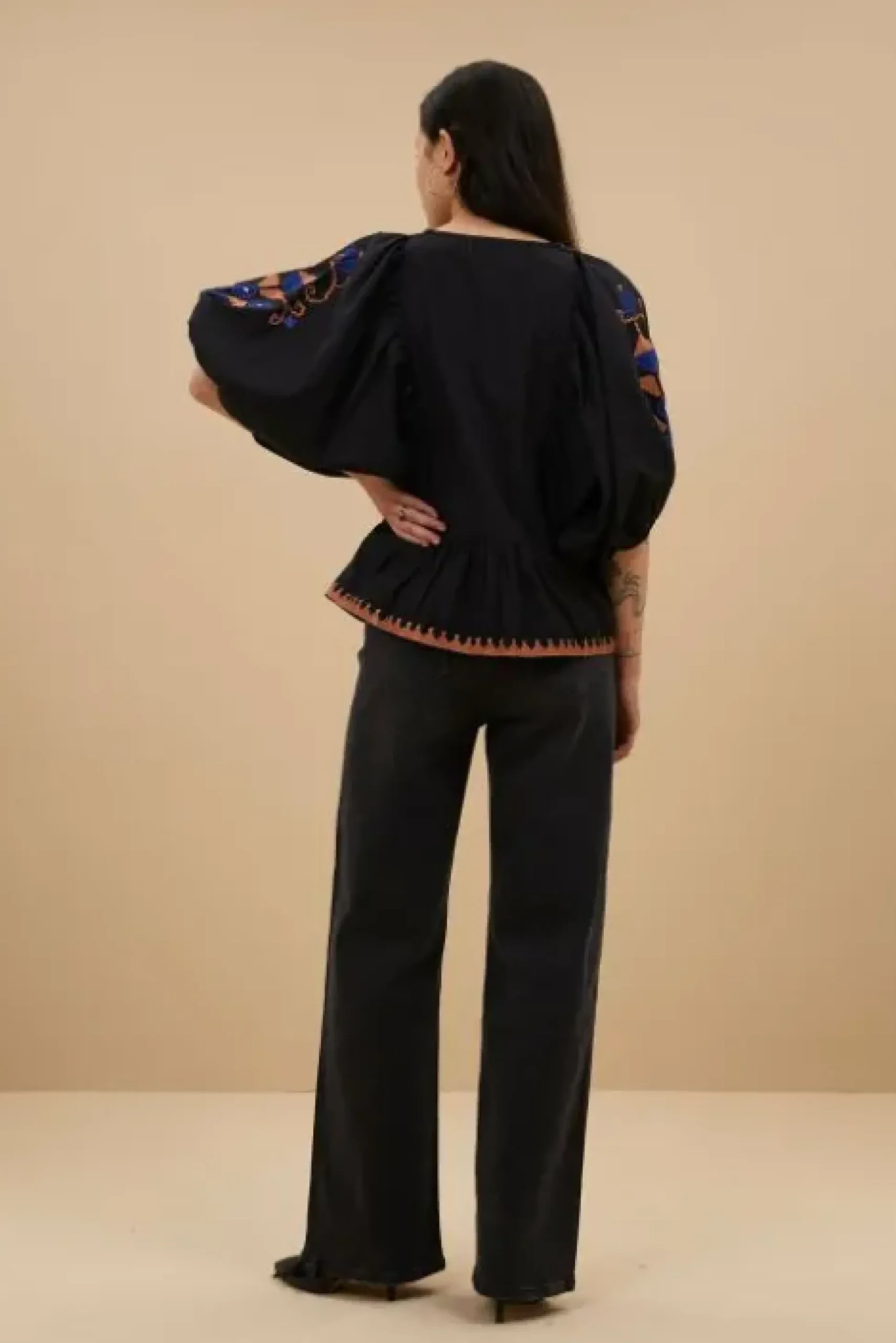 By bar Chemisiers<gabie embroidery blouse | jet black