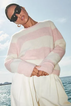 By bar Maillots<gwen big stripe pullover | pink big stripe