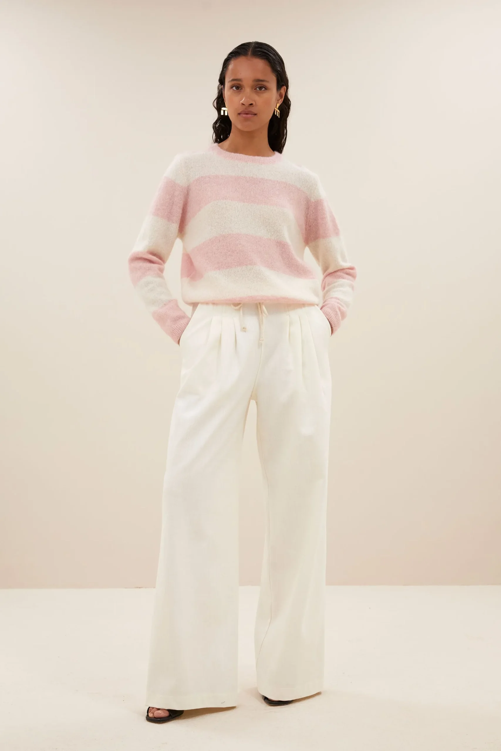 By bar Maillots<gwen big stripe pullover | pink big stripe