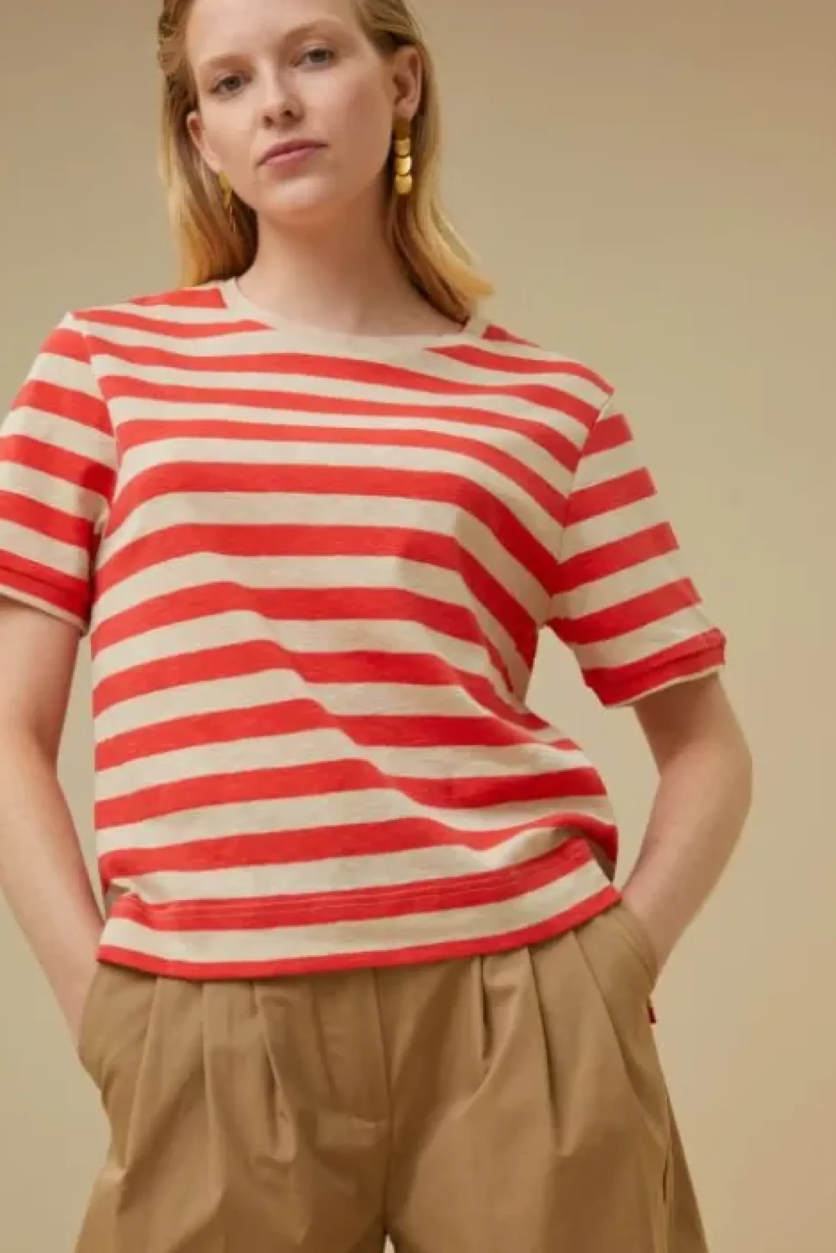 By bar Tops & T-shirts<hope big stripe top | poppy red