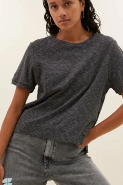 By bar Tops & T-shirts<hope thin stripe top | jet black