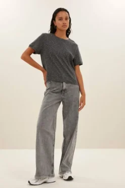 By bar Tops & T-shirts<hope thin stripe top | jet black