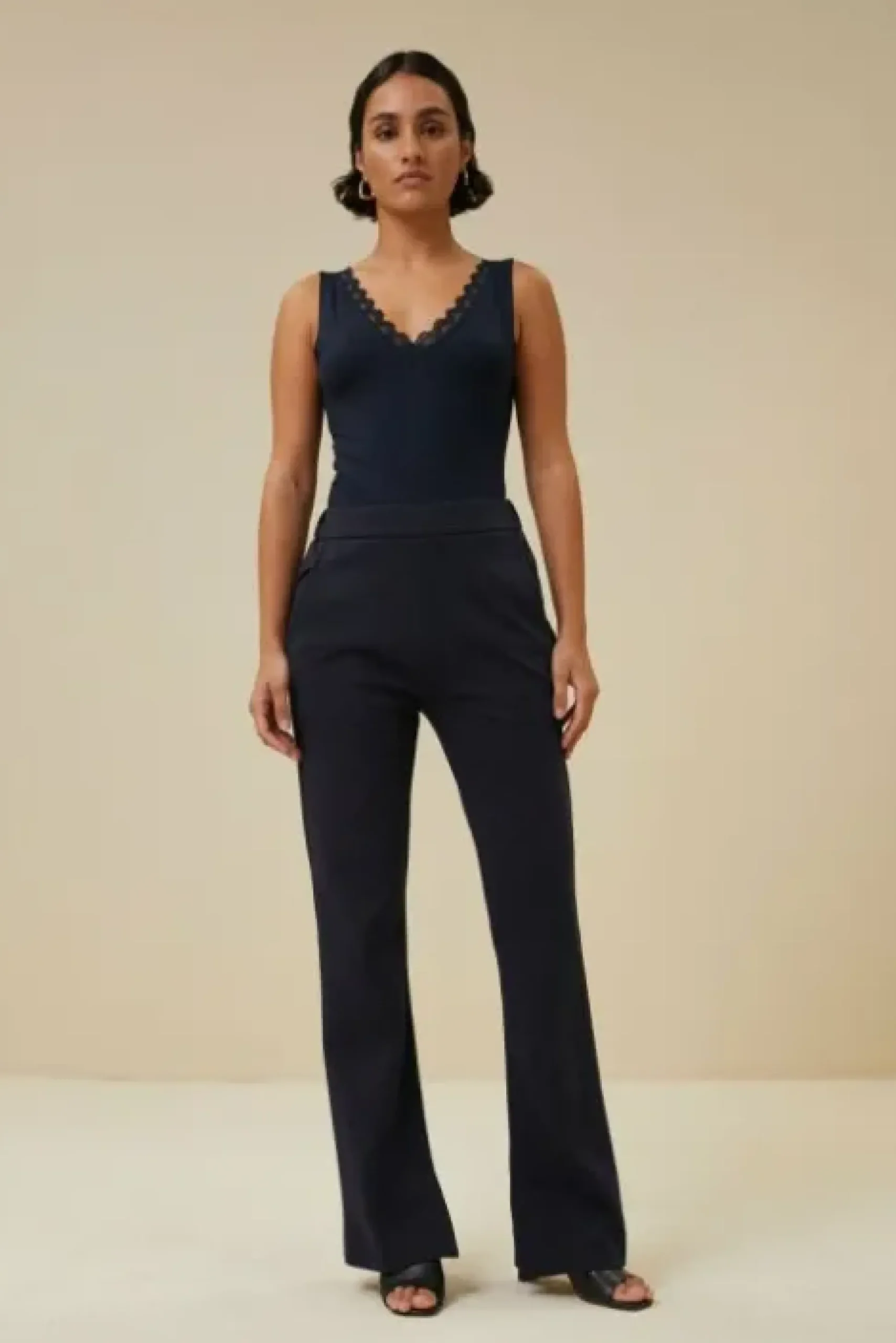 By bar Tops & T-shirts<lace singlet | dark navy