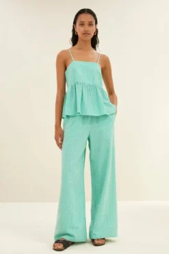 By bar Tops & T-shirts<leah stripe top | green seer stripe