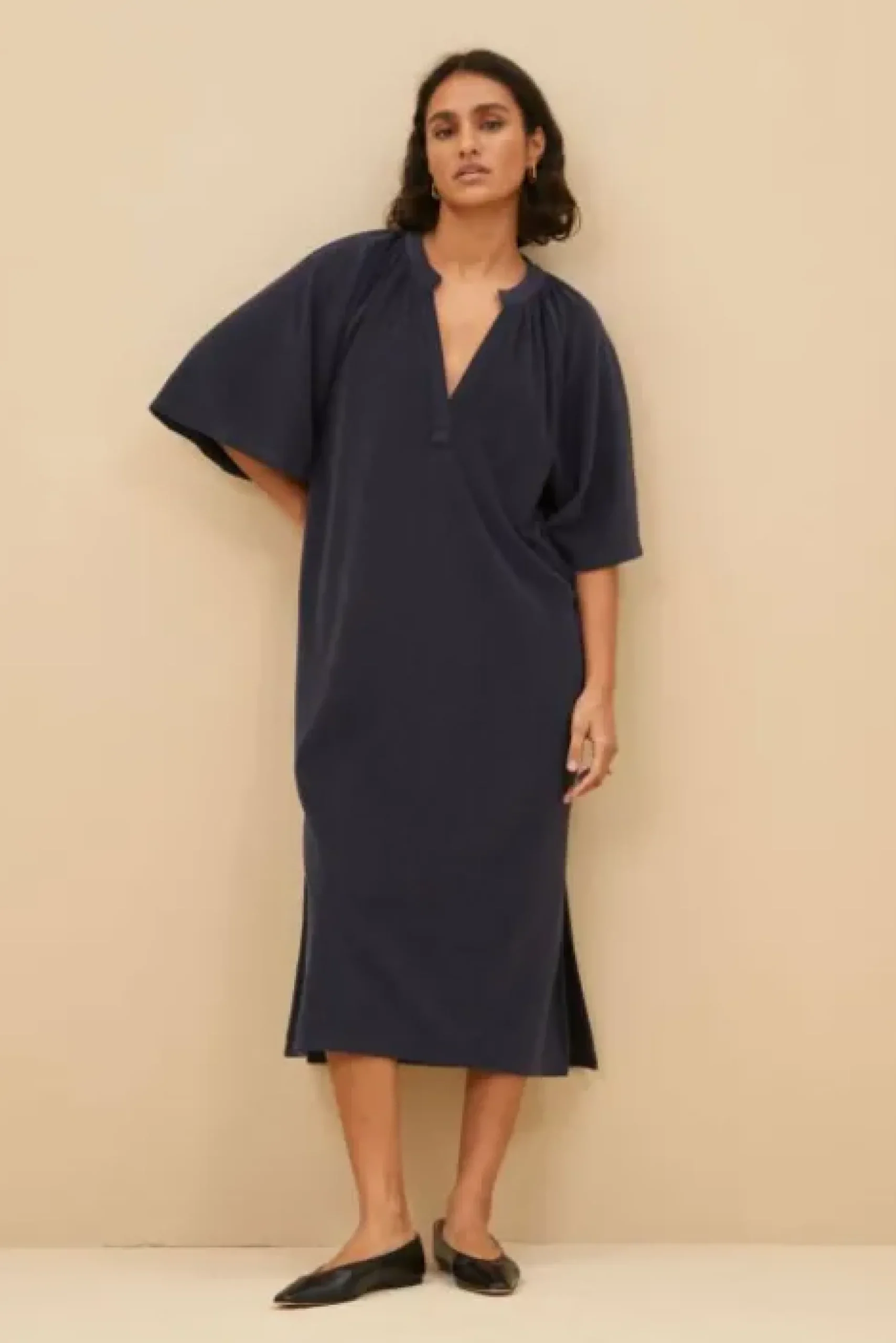 By bar Robes<louisa slub dress | midnight