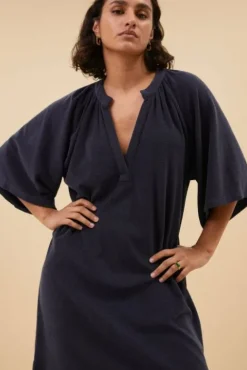 By bar Robes<louisa slub dress | midnight