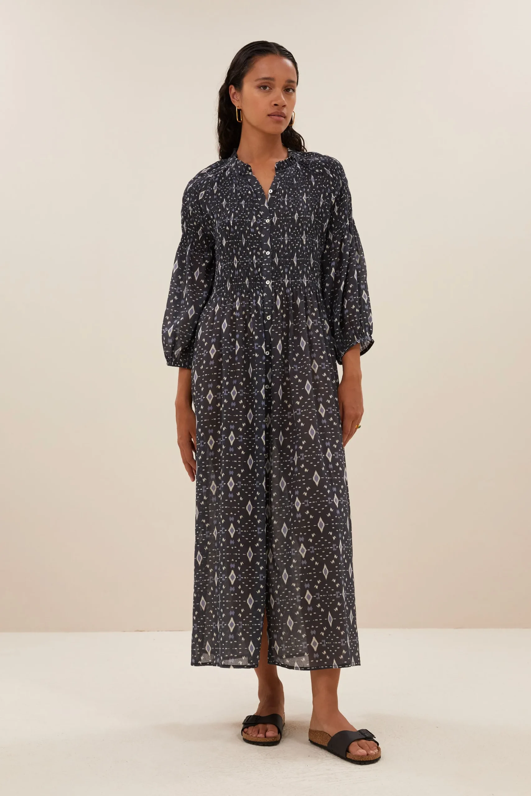 By bar Robes<loulou midnight ikat dress | midnight ikat