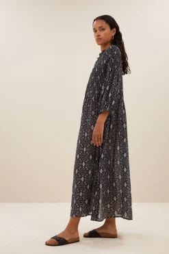 By bar Robes<loulou midnight ikat dress | midnight ikat