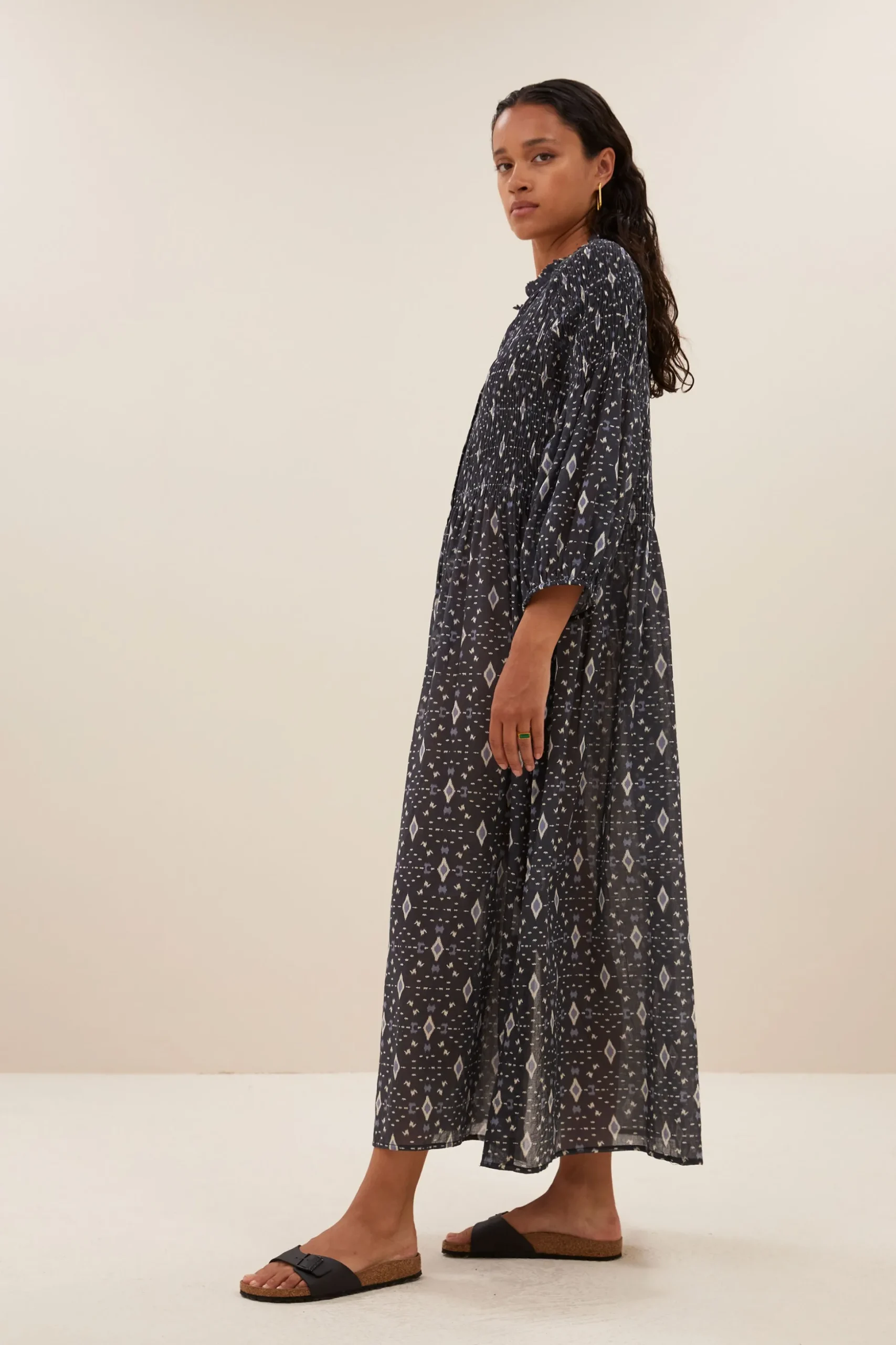 By bar Robes<loulou midnight ikat dress | midnight ikat