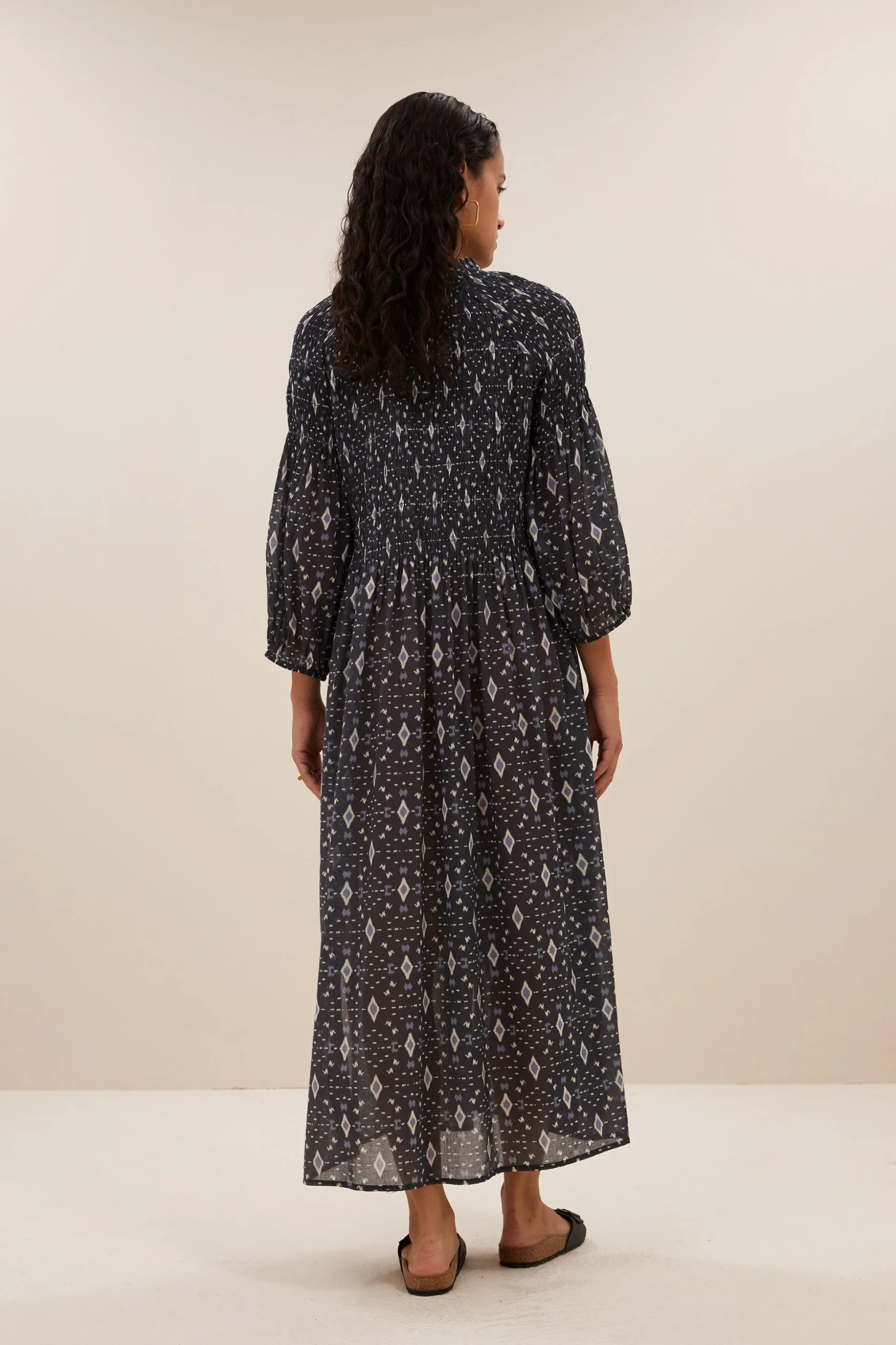 By bar Robes<loulou midnight ikat dress | midnight ikat