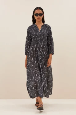 By bar Robes<loulou midnight ikat dress | midnight ikat