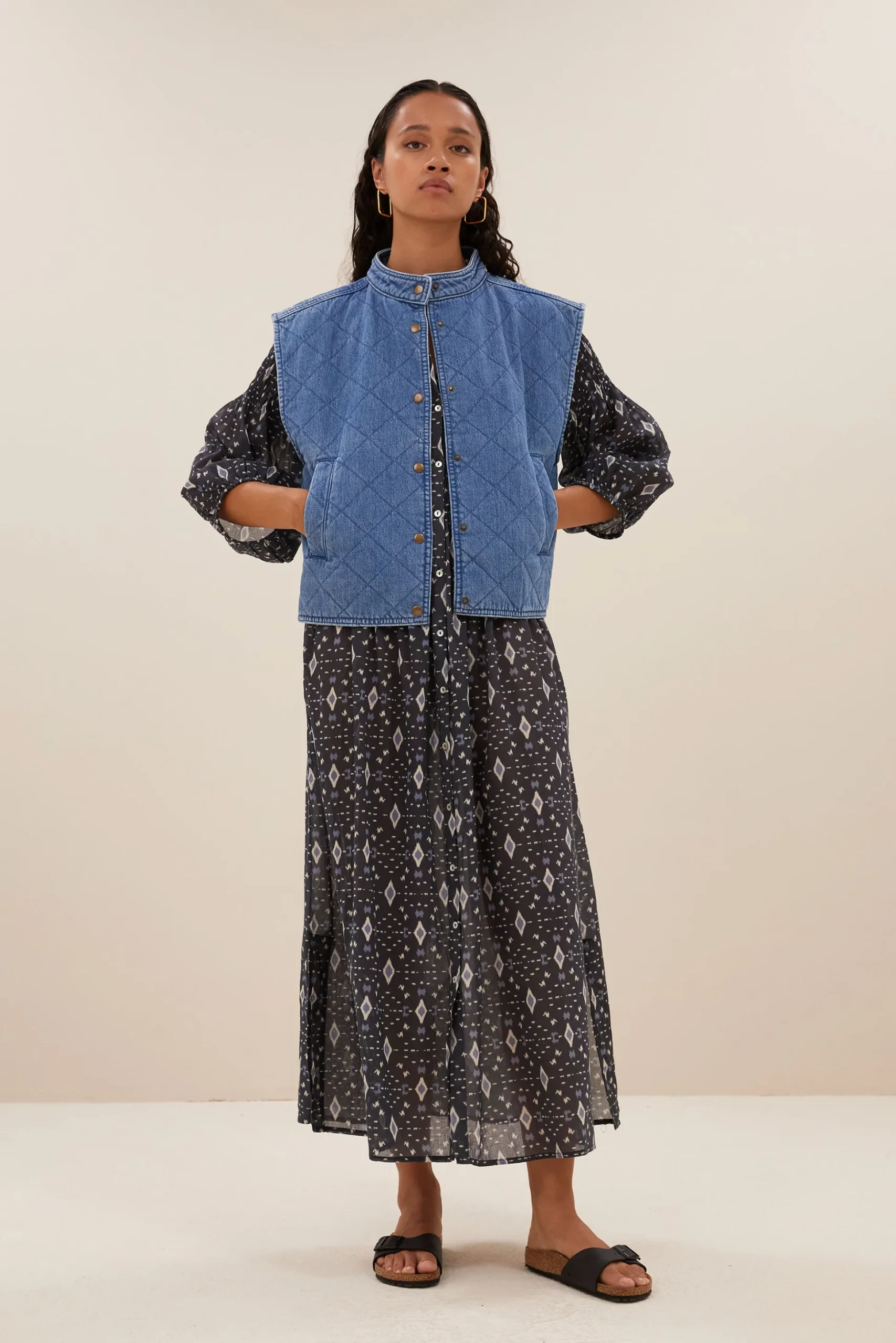 By bar Robes<loulou midnight ikat dress | midnight ikat