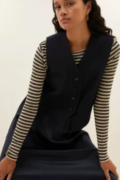 By bar Gilets & Spencers|Vestes<lynn pinstripe gilet | midnight